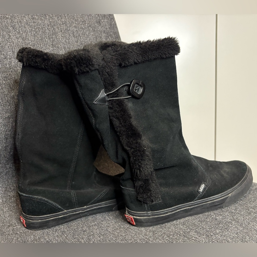 Vans Off The Wall Leather Suede Dasan Ugg Style Winter Boots Black Women’s 7.5